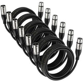 EBXYA XLR Cable 20ft 6 Packs - Premium Balanced Microphone Cable with 3-Pin XLR Male to Female Mic Speaker Cable, Black