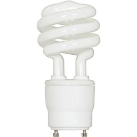 Satco S8205 T2 Mini Spiral Compact Fluorescent Lamp 18 Watt GU24 Base 1200 Lumens 82 CRI 2700K Warm White
