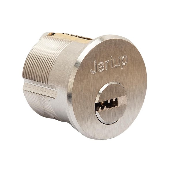 Jeriup Satin Nickle Brass Mortise Cylinder Door Lock, 1-1/8"(Overall Length: