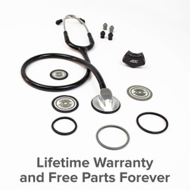 ADC Adscope Lite 612 Lightweight Platinum Clinician Stethoscope with Tunable AFD Technology, 30.5 inch Length, Black