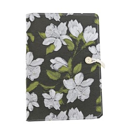 LIMEQKI A5 Diary for Adults, Journal Book Flower Fabric Cover with 90 Blank Inner Pages for Diary, Travel Journal, Gratitude, Work, School, Recipe (Black)