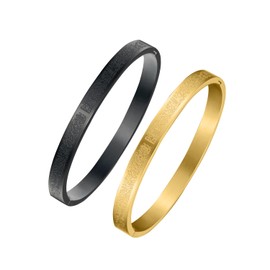 Leaocean AYATUL KURSI Islamic Jewelry Bracelets Stainless Steel Openable Bangles Arabic Calligraphy Islamic Faith Gifts Messager Islamic Calligraphy Muslim Men Jewelry Bracelets Gift for Women (1 Black 1 Gold)