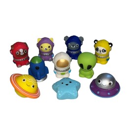 Rubber Outer Space Toy Assortment - Stars, Planets, Rocket Ships, Astronauts, and More! - Stress Relief, Fidget Toy, Party Favors, Reward Chest, Goodie Bags, Bath Toys - 10 Piece