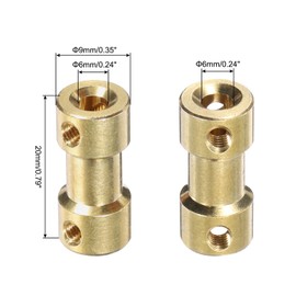 sourcing map 5 Pcs 6mm to 6mm Brass Shaft Coupling Joint Connector with Screws and Hex Wrench Flexible Motor Shaft Coupler for Car Wheels Tires Shaft Motor