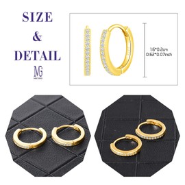 MICGIGI Women's 925 Sterling Silver Earrings Cubic Zirconia Round Hoop Earrings, Silver