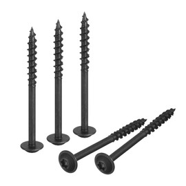 uxcell #10 x 2-1/2" Round Washer Screws - 50pcs - Torx/Star Drive Head Wood Screws for Construction, Cabinets and Furniture, Black