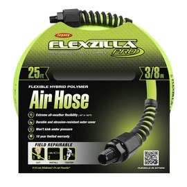 Flexzilla Pro Air Hose, 3/8 in. x 25 ft., Heavy Duty, Lightweight, Hybrid, ZillaGreen - HFZP3825YW2