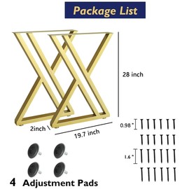 Metal Industrial Gold Dining Modern Table Legs 28 inch Desk Legs Base Cast Iron Welding Wrought Iron Coffee Table Bench Legs Night Stand Office Table Triangle Shape Black DIY 28" H x19.7W (2 pcs)