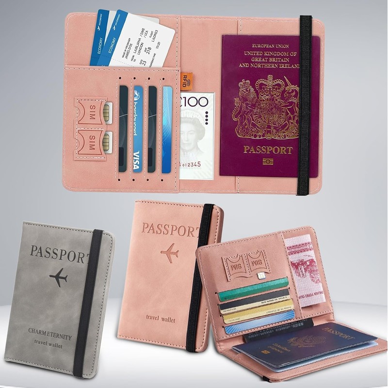 DQST 2 PACK Cartera para Pasaporte RFID, Pasaporte Funda para