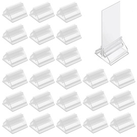 Funngy Card Stand,24 PCS Acrylic Card Stands Clear Plastic Card Display Stand Game Card Stands Small Wedding Table Place Cards Card Display Stand for Wedding Cards Photos Memos Pictures Display