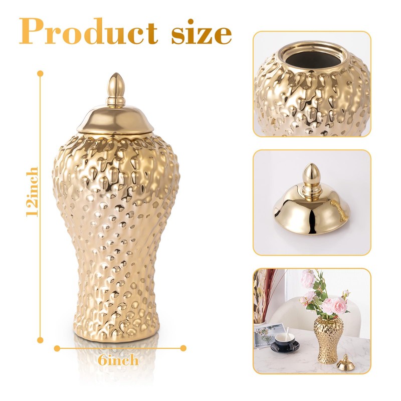 Samawi Gold Ceramic Vase Golden Vase Gold Vase for Wedding