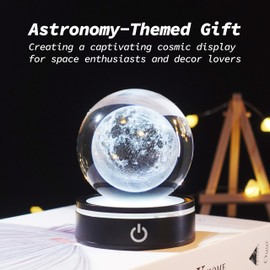 Cava Heat Lake 3D Moon Crystal Ball Night Light - Moon Lamp with 16 Colors, Christmas Gift for Adults & Kids | Moon Ball, Galaxy Decor, Bedroom Lamp for Birthdays & Holidays