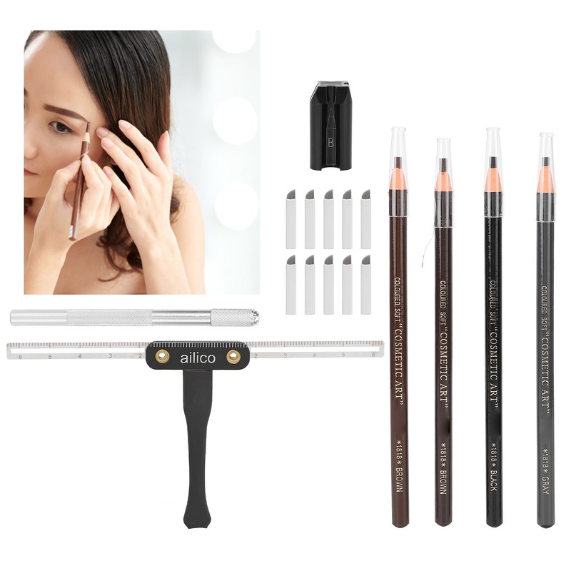 Microblading Practice Kit Eyebrow Pencil Sharpener Eyebrow Positioning Ruler Microblading