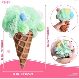 4 Esponjas de Luja para Niños Esponja de Baño de Cono de Helado Esponja de Ducha de Baño para Niños Depurador de Cuerpo Lufa Exfoliante para Ducha Spa Niños