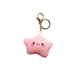 Multicolor plush keychains, mini plush keychains, star-shaped plushes, backpack plush, stuffed animals, cute plush, small plush, cute keychains. (Pink)
