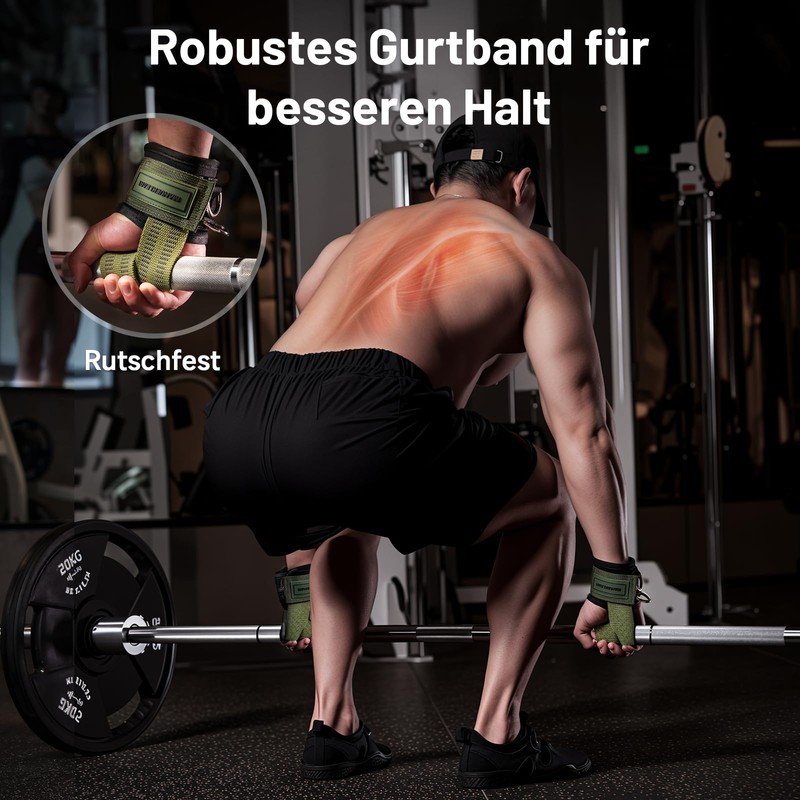 MANUEKLEAR Non-Slip Lifting Straps Strength Training with D-Rings Adjustable Lifting