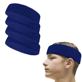COUVER Color Sólido Terry Diadema/Sweatband – 4 Piezas, Negro