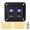 2 Gang Rocker Switch Panel Waterproof ON OFF Blue Backlit