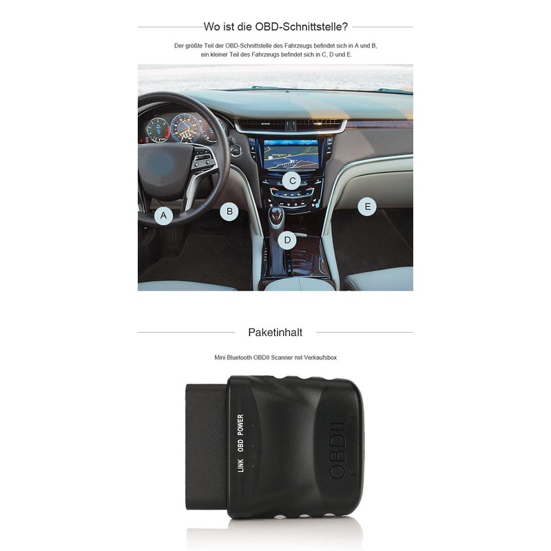 Erisin Mini OBD2 Diagnosegerät OBD2 Bluetooth Adapter Diagnosegerät Auto Tool