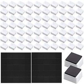 100 Pieces Empty Watercolor Half Pan with 50 Pieces Magnets, White Plastic Half Pan Plastic Watercolor Tins Fit for Watercolor Oils or Acrylics Palette Travel Tins Paint Case