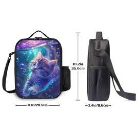 Lunch Box Insulated Lunch Bag, Reusable Portable Bento Lunchbox With Shoulder Strap, Cat Lunch Bag, Funny Cute Cooler Thermal Meal Lunch Tote Bag