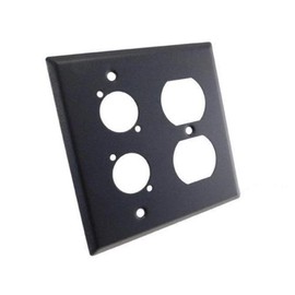 usbargainsound ProCraft Stainless Steel Black 2 Gang Wall Plate/AC Duplex 2 XLR D Style Hole