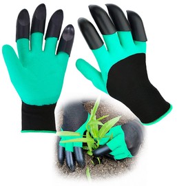 Waldspring 1 Pair Polyester Fibre Gardening Gloves, Breathable Work Gloves, Protective Gloves, Waterproof, All-Round Gloves for Gardening, Green