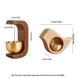 Wooden Doorbell, 1 Count Brass Doorbell, Door Hanging Decor for Home, Office, Hotel, Garden, School,  Ring Doorbell - Color: Beige (Bird Design), Specification: 1 count