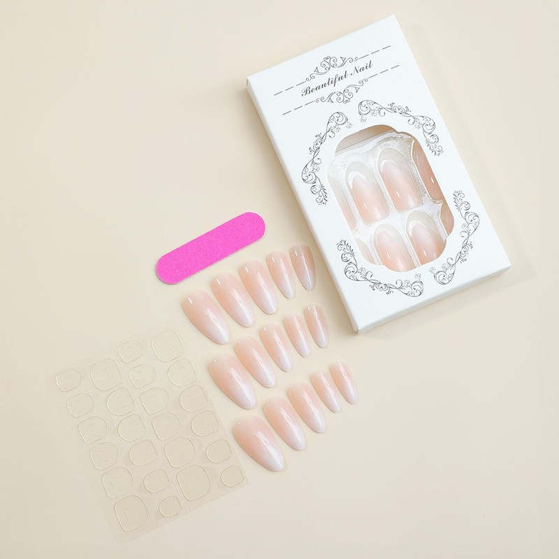 24PCS Tip Almond Press-on Nail Tips - Medium Long Nude