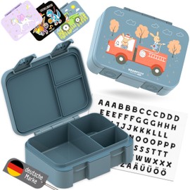 BEARFOOT Bento Box Compact, BPA-Free Children's Lunch Box for School & Nursery, Leak-Proof Lunch Box for Girls and Boys, Practical, Lightweight and Compact (Fire Brigade Blue, 650 ml)