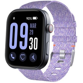 Blueshaweu GTX12, T60 Smart Watch Band, 22mm Breathable Nylon Woven Fabric Replacement Accessory Strap Compatible for Fitpolo, ENOMIR, Tensky GTX12, uaue T60, QXQ T60, QCOQ T60 Smart Watches (Purple)