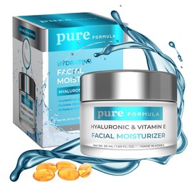 Hyaluronic Acid & Vitamin E Daily Face Moisturizer - Reduce Acne Scars, Fines Lines, Wrinkles, Hydrating Day Cream - Cruelty Free Korean Skin Care For All Skin Types - 1.69 Fl. oz/ 50ml