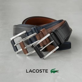 Lacoste 67855 Men's Genuine Leather Belt [01] Black, 01: Black