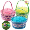 JOYIN 3-Piece Braided Bamboo Easter Basket with Tricolour Grass Paper