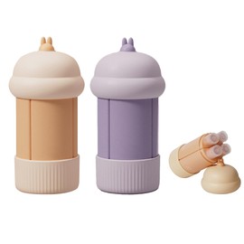 Travel Bottles for Toiletries 4 in 1 Portable Travel Bottles Leak Proof Squeezable Travel Size Containers Refillable Liquid Travel Accessories for Shampoo Body Wash Lotion ( Beige and Purple)