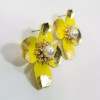 Fashion Jewelry E0605 Yellow Color Based Rhinestones Pearl Deco Flower