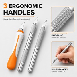 TIFICAL Exacto Knife Set, Craft Knife Set with 3 Handles & 13 High Carbon Steel Blades, Hobby Knife Set, Exacto Blades, Exacto Knives for Precision Cutting, Scrapbooking, Stencils, Diamond Painting