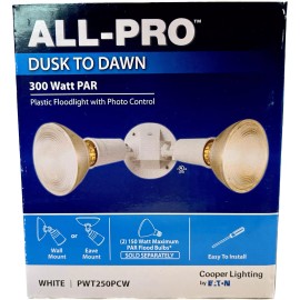 Cooper Lighting 300 Watt Flood Light, White model PWT250PCW Wall or Eave Mount