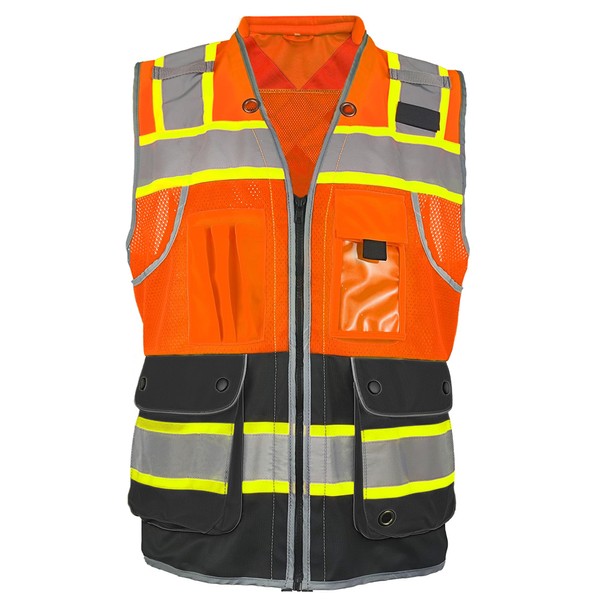 JHPAZUJA High Visibility Safety Work Vest for Men, Surveyor Safety