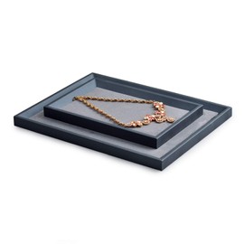 Oirlv Premium Leather Flat Jewellery Tray Jewellery Display Organiser Tray for Bedside Table or Chest of Drawers (Small)
