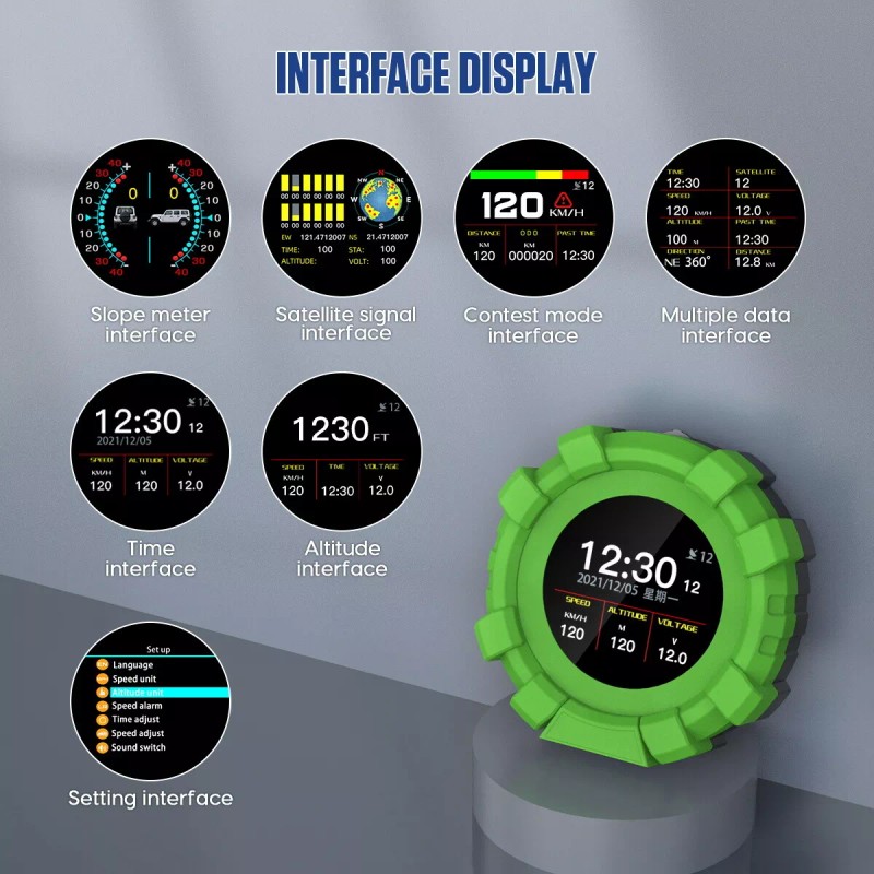 MRCARTOOL M95 Digital Inclinometer KMH Speedometer CompassRoll/P