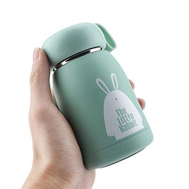 Wifehelper - Vaso de vacío de acero inoxidable, ligero, portátil, diseño de conejo, taza térmica, botella de agua, hogar, viajes, oficina, escuela, picnic (verde)