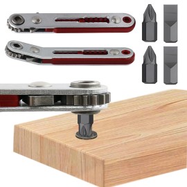 Emvanv Mini Ratchet Wrench Screwdriver, 2 Pcs Elbow Head & Flat Head 1/4 Inch Hex Screw