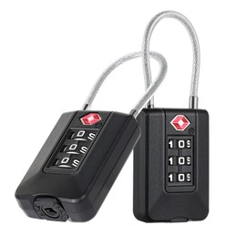 ZHEGE Suitcase Lock Combination Lock 3 Digit TSA Lock with Flexible Cable, Tent Lock with White Numbers, Luggage Lock, Travel Lock, Cable Lock for Suitcase, Backpack, Hostel (2 Pieces, Black)