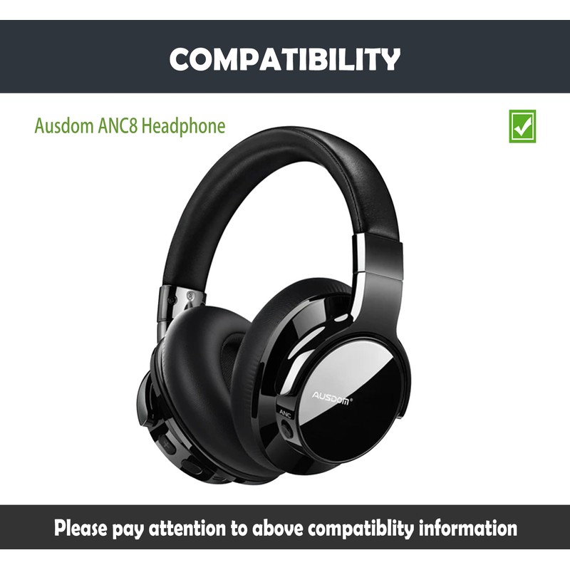 HTINDUSTRY Replacement Ear Pads Cushions Compatible with Ausdom ANC8 Headphones,