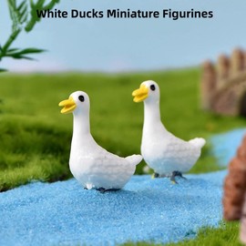 White Ducks Miniature Figurines, Mini Ducks Fairy Garden Accessories for Bonsai Craft Decor, Micro Landscape, Fairy Garden Decor, Miniature Outdoor Statues, Plant Pots, Bonsai Craft Decor, Desk Decor