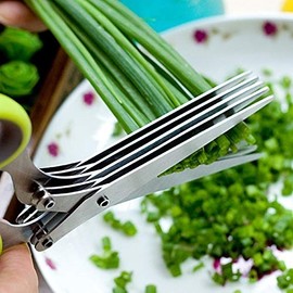 Multifunctional 5 Layers Stainless Steel Knives Multi-Layers KItchen Scissors Scallion Cutter Herb Laver Spices Cook Tool Cut (5 Layers)