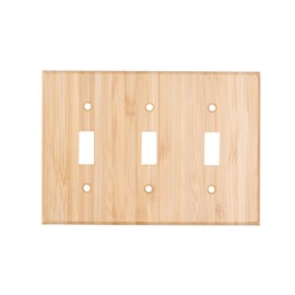 Pine Tree Solid Wood Grain Triple Toggle Light Switch Cover Decorative Bamboo Quality 3 Gang outlet cover plate for or Kitchen Bedroom 4.5" x 6.38