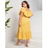 KOJOOIN Women Plus Size Off Shoulder Maxi Dress Ruffle Flowy