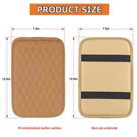 Sandfren Car Center Console Cover, Leather Memory Foam Vehicle Arm Rest Cushion Pad, Waterproof Automotive Interior Armrest Seat Box Protector Accessories, Universal for SUV, Sedan, Truck (Brown)